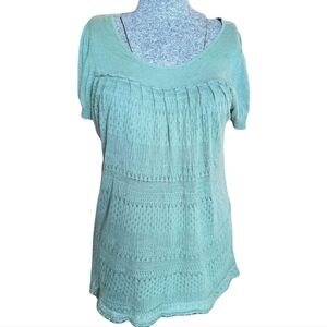 Flounce TBD Green Knit Tunic Top, The Sweater that Has It All Sz L